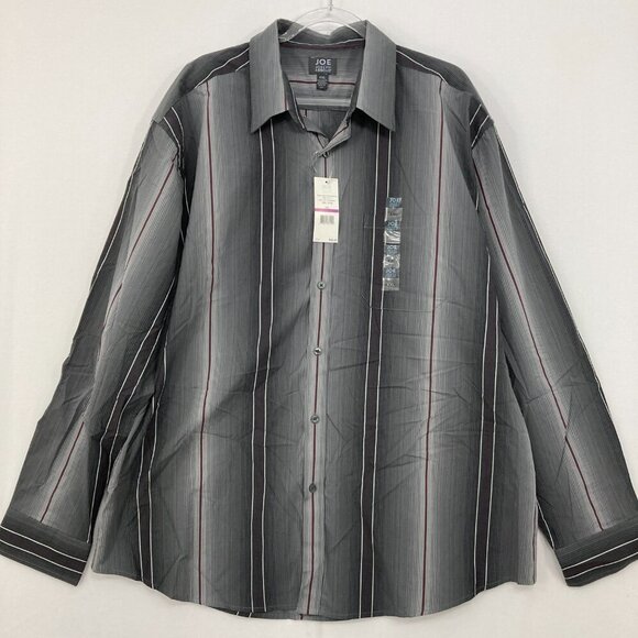 New Joseph Abboud JOE size XXL Gray Striped Cotton Long Sleeve Button Down - Picture 1 of 8